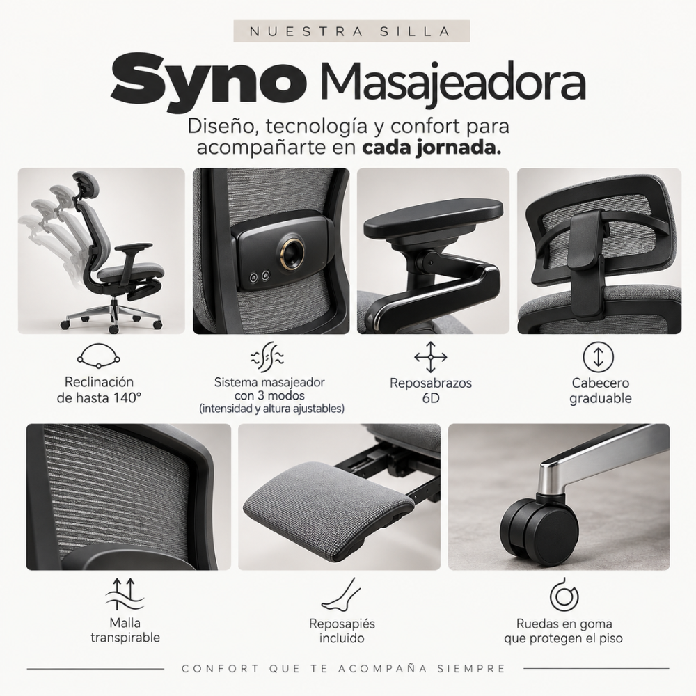 Silla de escritorio Syno masajeadora Portleon Sillas